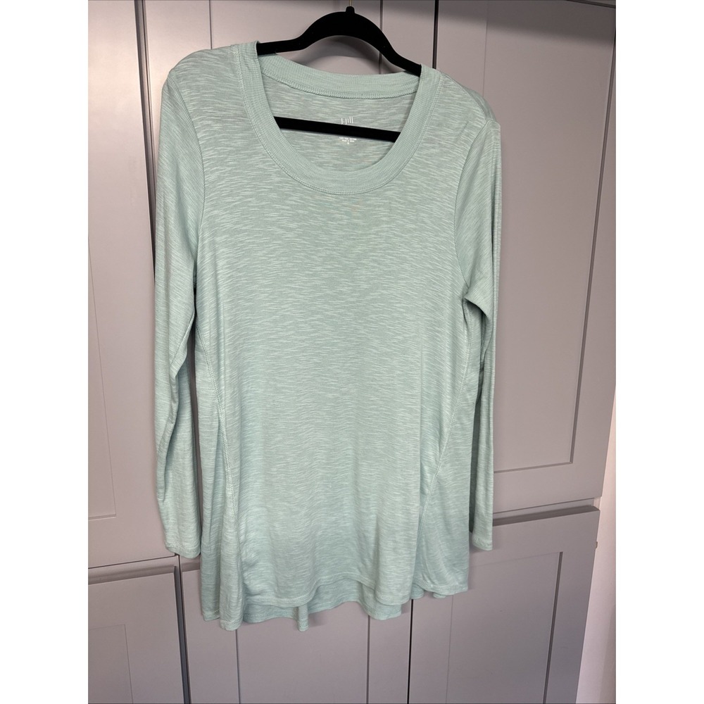 J Jill Pure Tunic Top Medium M Pima Cotton Scoop Neck Elliptical‎ Long Sleeve